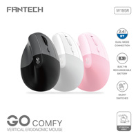 FANTECH W195R Silent Ergonomic Vertical Mouse 2.4G BT Wireless Mice 1600 DPI With Rechargeable Long Battery Life For PC Laptop