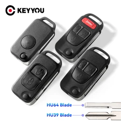 KEYYOU For Mercedes Benz W168 W124 W202 W203 A C E ML C CL S SL SEL SLK Flip Replacement Remote Car Key Shell