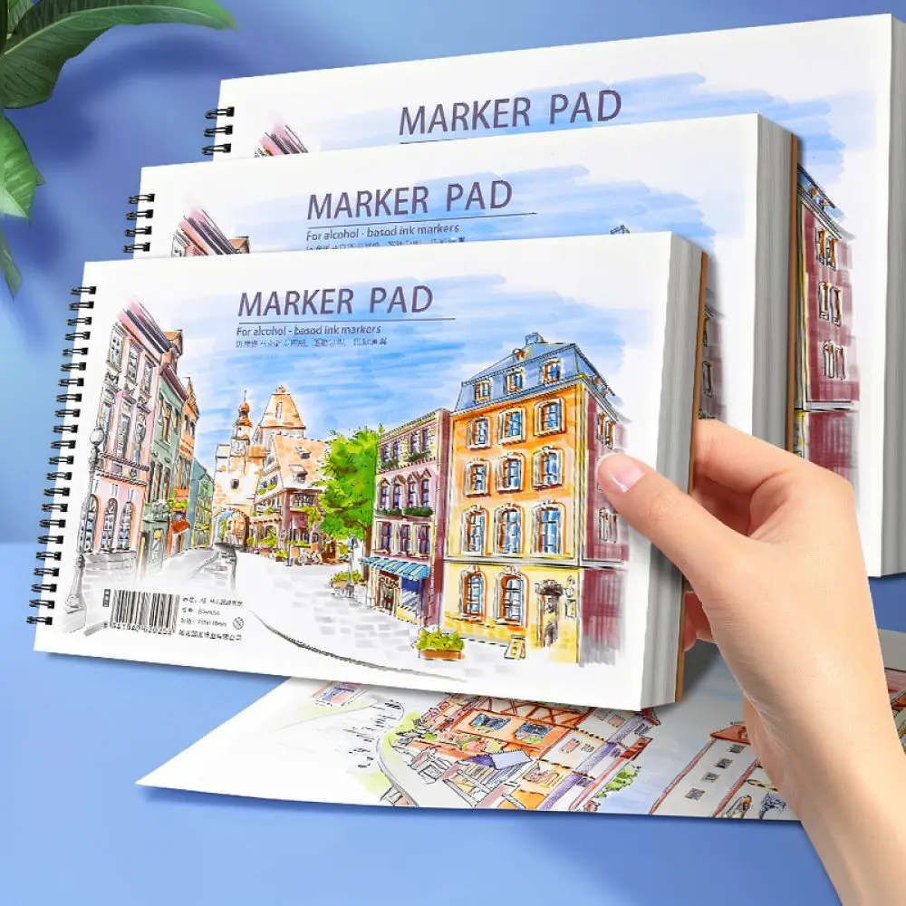 Art Marker Pad Spiral Bound Sketchbook Tearable Bleedproof Pages Professional Drawing Paper For Painting Illustration