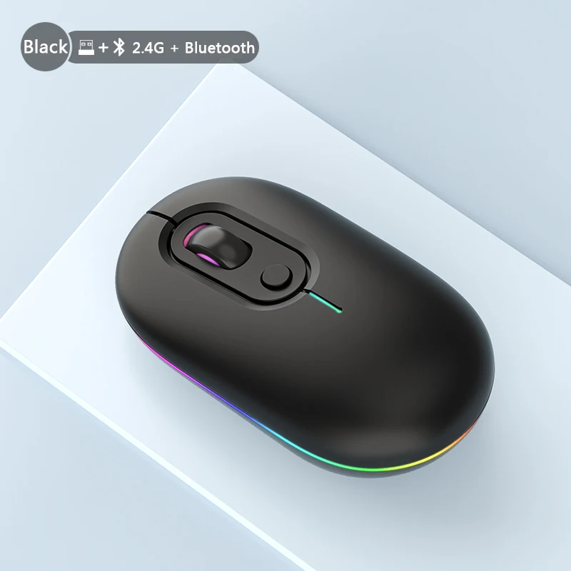 Mouse sem fio para laptop, pc, bluetooth, rgb, recarregável, mouse silencioso, led, retroiluminado, ergonômico, para jogos