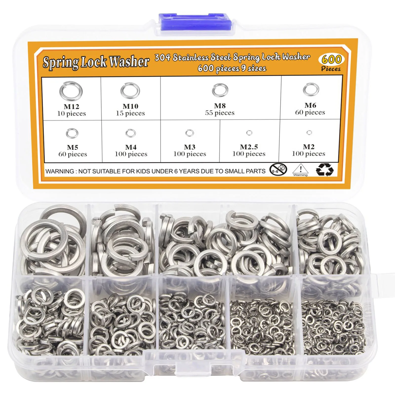 410 шт./600 шт., пружинные блокираторы из нержавеющей стали, 9 размеров M2 M2 M2, 5