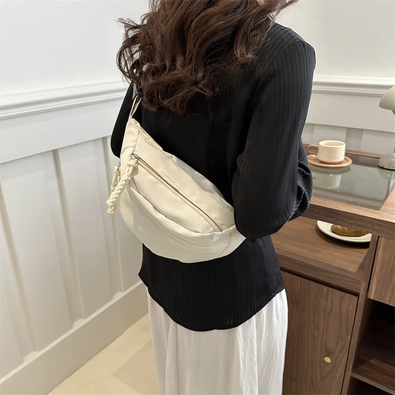 Chest Bag Banana Bag Women Sling Crossbody Waist Pack Canvas Running Waist Bag Casual Fanny Packs Sport Half Moon Belt Bag