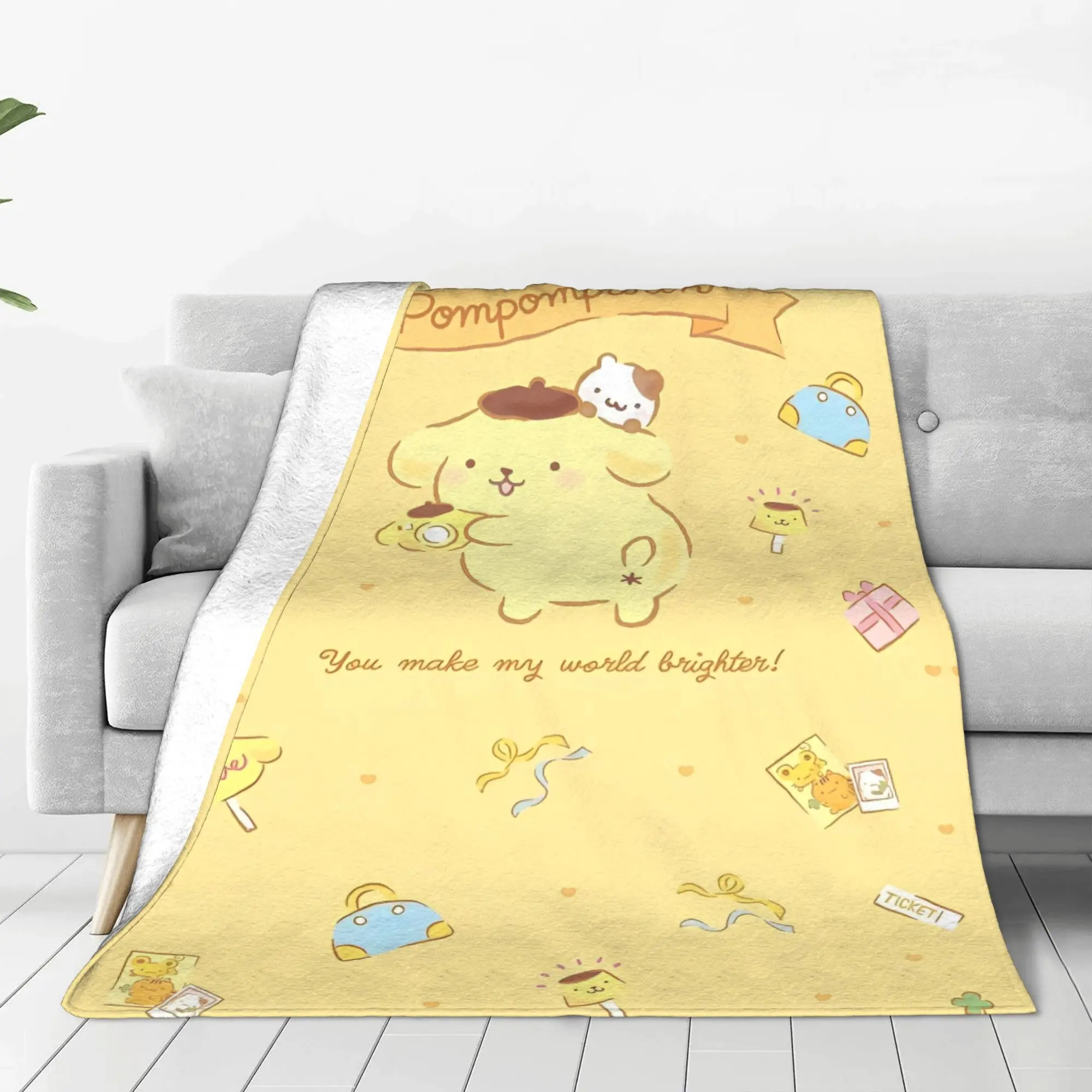 Super Soft Pompompurin Throw Blanket Premium Fleece Flannel Lightweight  Bed Blanket Cozy Warm Bedspread All Season Use