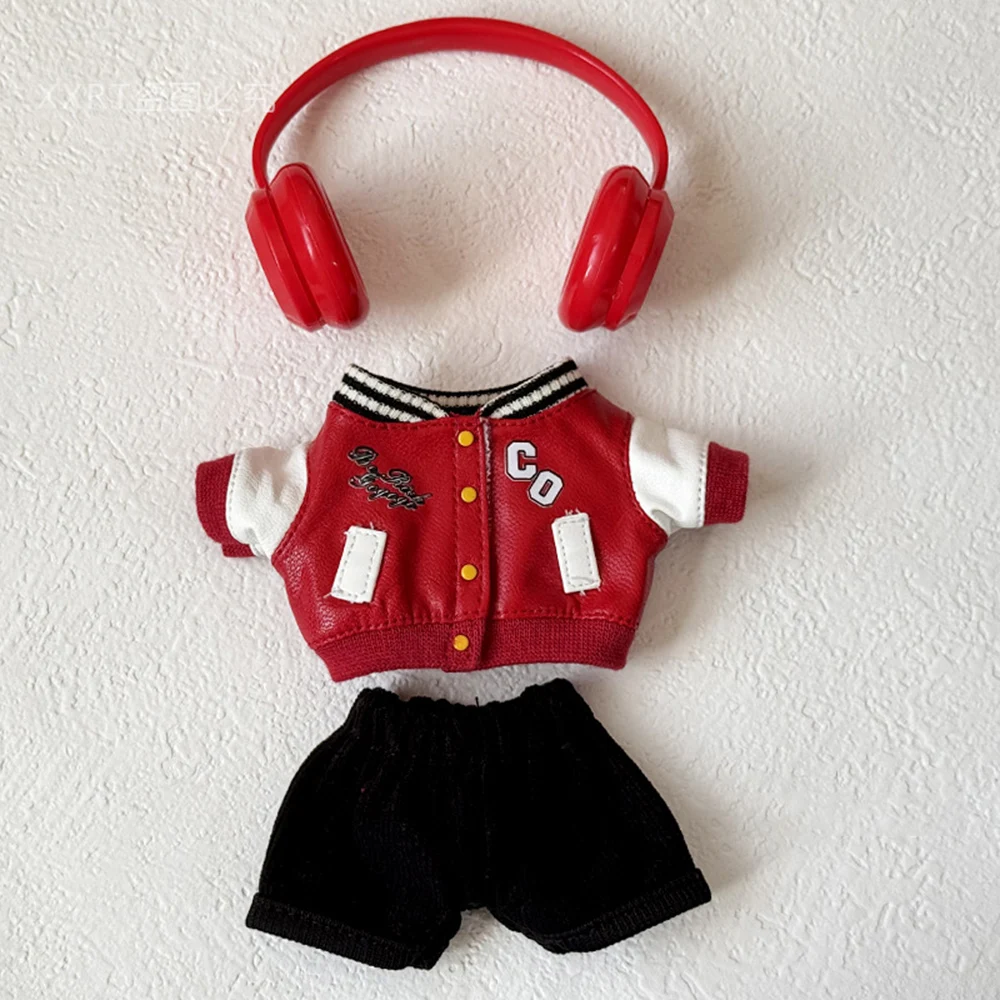 

Clothes for 15-17cm Labubu Trendy Red Jacket Black Corduroy Pants Red Headphones PP Shoes Goggles Outfit