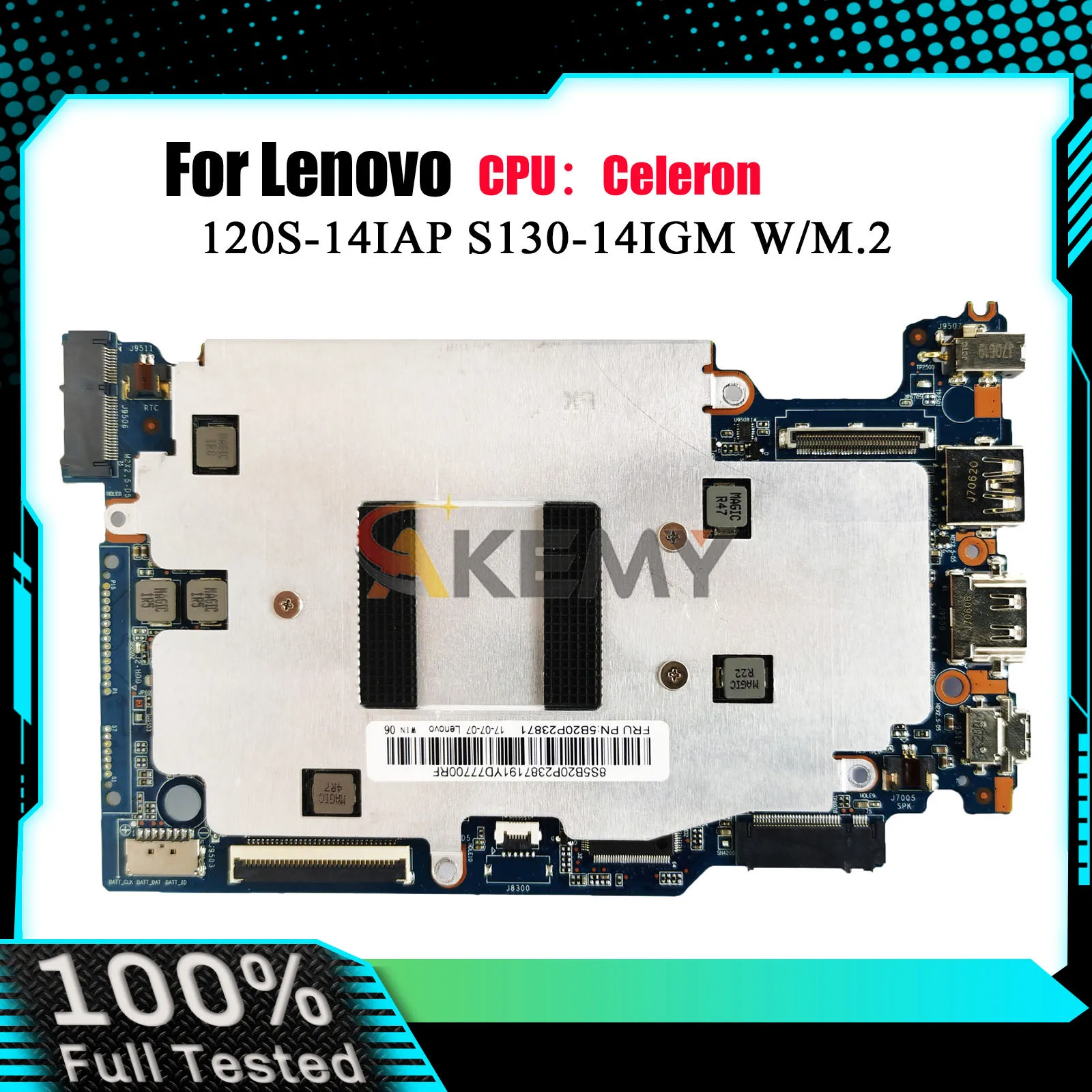 

Laptop Motherboard For Lenovo 120S-14IAP S130-14IGM With N4100 N3350 CPU 4GB RAM M.2 Interface 100% Fully Tested