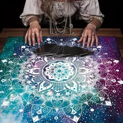 Blue Mandala Tarot Card Tablecloth flower life table cloth for tarot Mystical Starry Sky Wicca Altar Cloth Game Card Pad