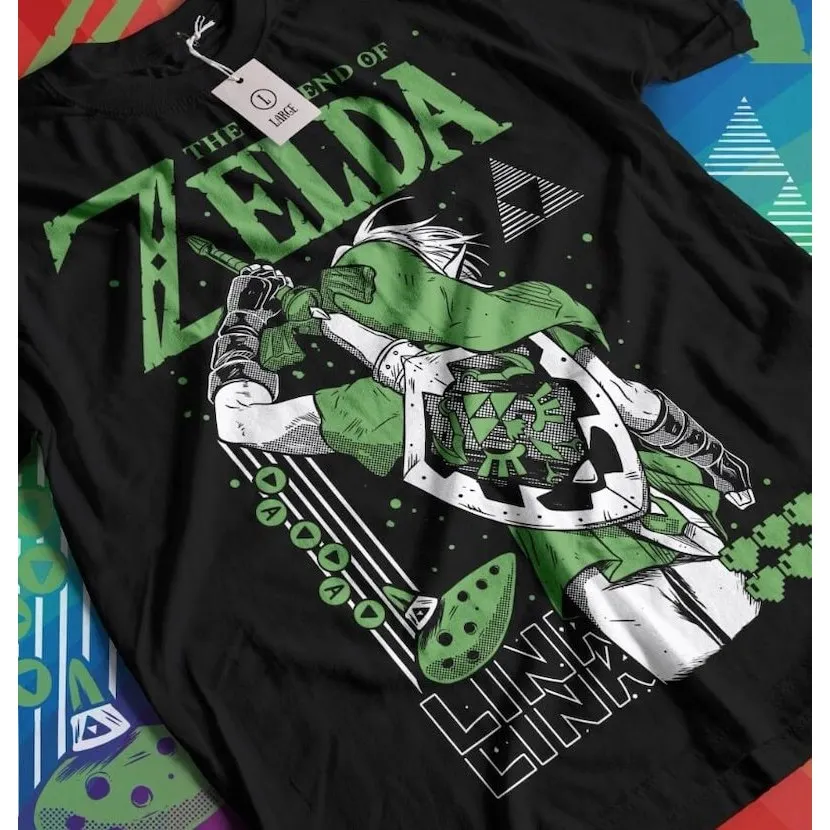 The Legend of Zelda Link T Shirt Men Women and Kids Vintage Game Graphic Tees Triforce Shield Sword Print Casual Cotton Tops