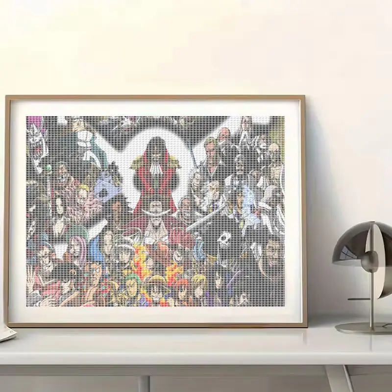 1 szt. Popularny zestaw do malowania diamentami z anime One Piece, 5D pełny zestaw do samodzielnego wykonania, kryształowe malowanie dużymi kamieniami, epickie postacie z Grand Line, Gat