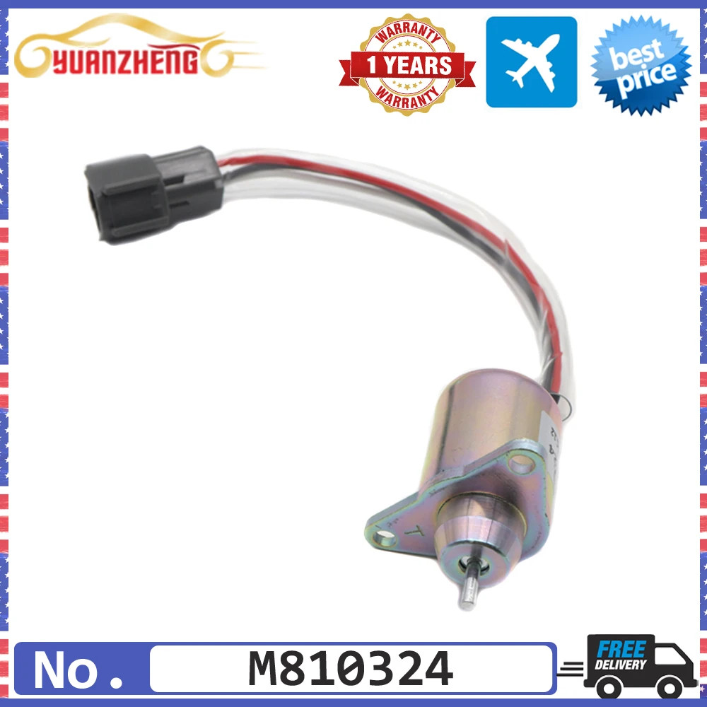 12V Fuel Shut Off Solenoid M810324 For John Deere tractor For Yanmar M808284 119233-77932 119653-77950 11923377932 11965377950