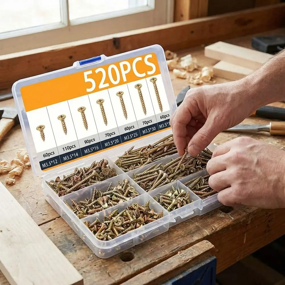 M 3.5 Self-Drilling Wood Screws Carbon Steel Coarse Thread Deck Screws Rust Resistant Self Tapping Exterior Deck Screws