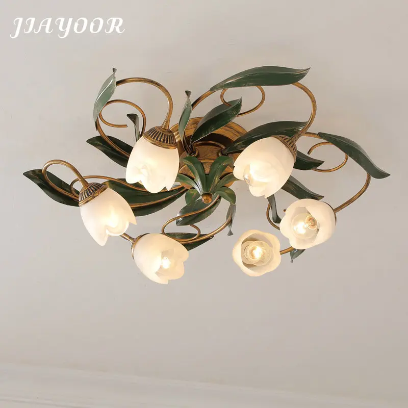 Living Room Ceiling Light Simple Creative Fashion Elegant Retro Art French Countryside Warm Romantic Bedroom Lamp Changeable