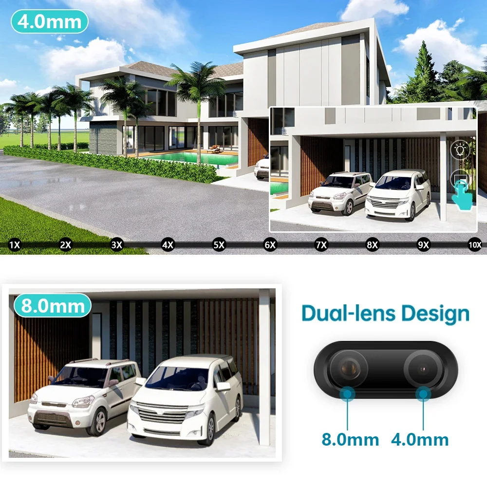 Outdoor AI intelligent wifi binocular 10x optics zoom 6MP high-definition color night vision monitoring camera IP66 waterproof