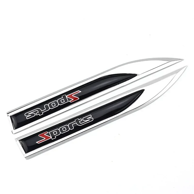 2pcs x Metal Letters Sports Logo Side Fender Badge Emblem Sticker Decal for Audi BMW Ford Nissan Toyota Honda