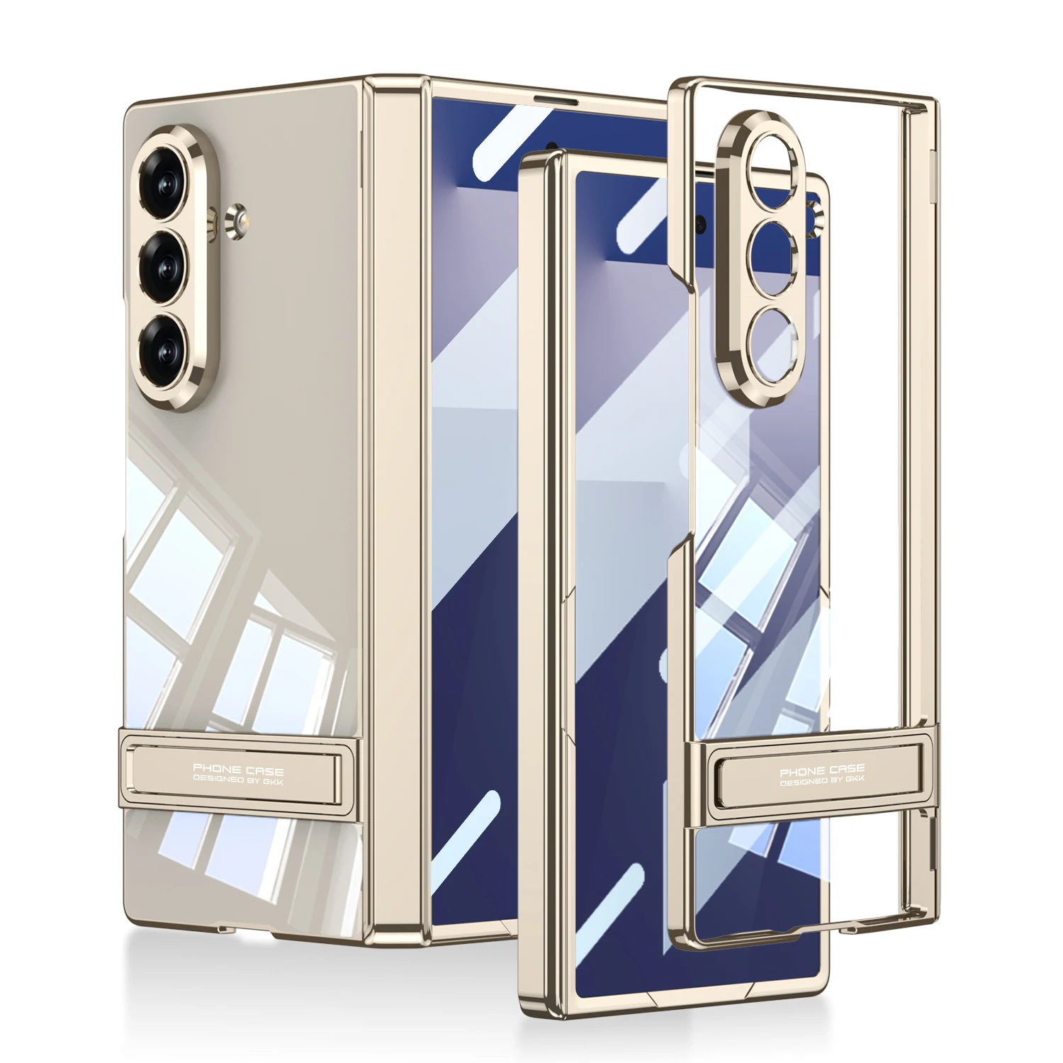 For Samsung Galaxy Z Fold 8 Ultra Case transparent Electroplate Bracket Hinge With Tempered Film Shockproof Cover Accessories