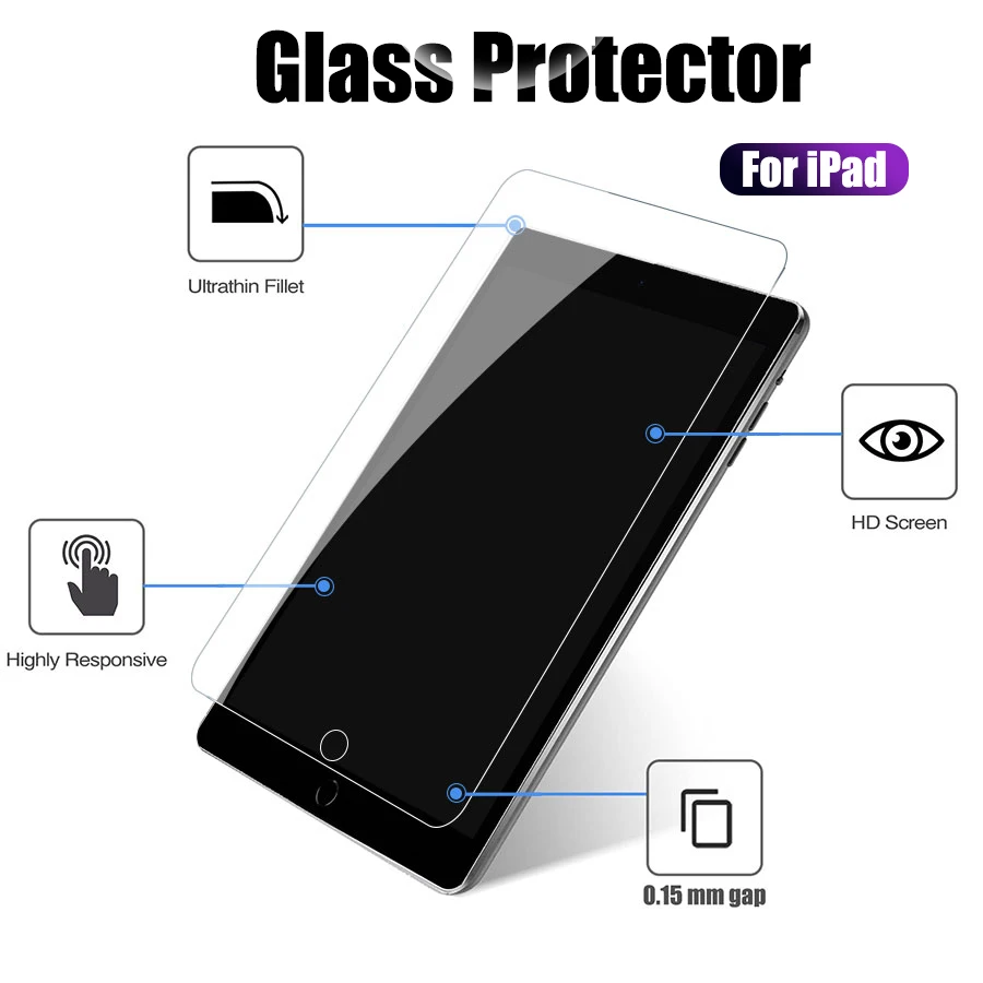 2 Stück klares gehärtetes Glas für iPad 9 8 7 6 5 9. Generation 8. 7. 6. Displays chutz folie für iPad Pro 11 10,5 9,7 Luft 5 4 Mini 6 – Detail 4