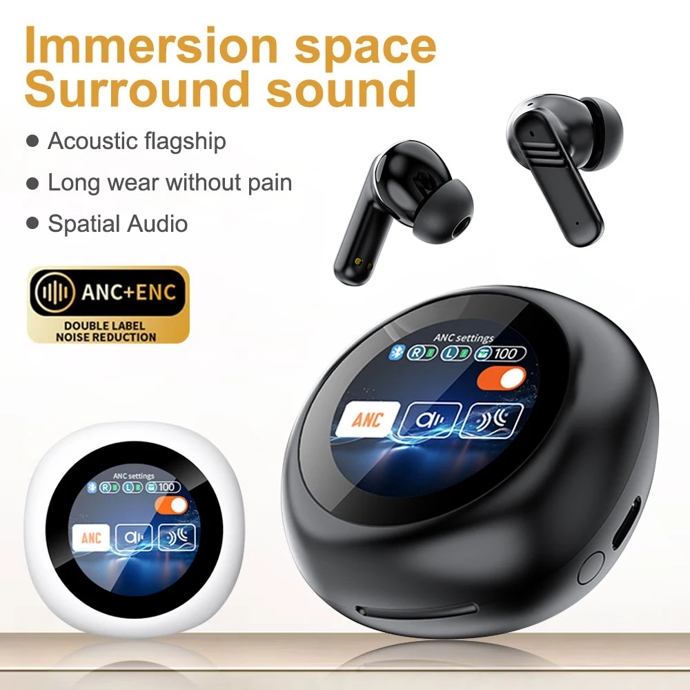 

2024 New Wireless Earbud Bluetooth5.4 Earphone LED Touch Screen Control Earphones Active Noise Reduction HiFi In Ear Headset