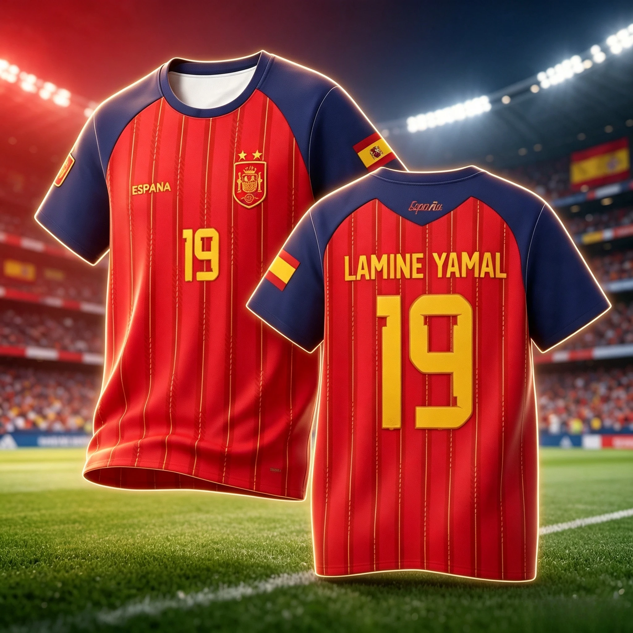 2026 Spain Two-star Football Jersey Shirt, Lamine #19 Jersey Tshirt, Men Summer Training Breathable Quick Drying Sweatshirt