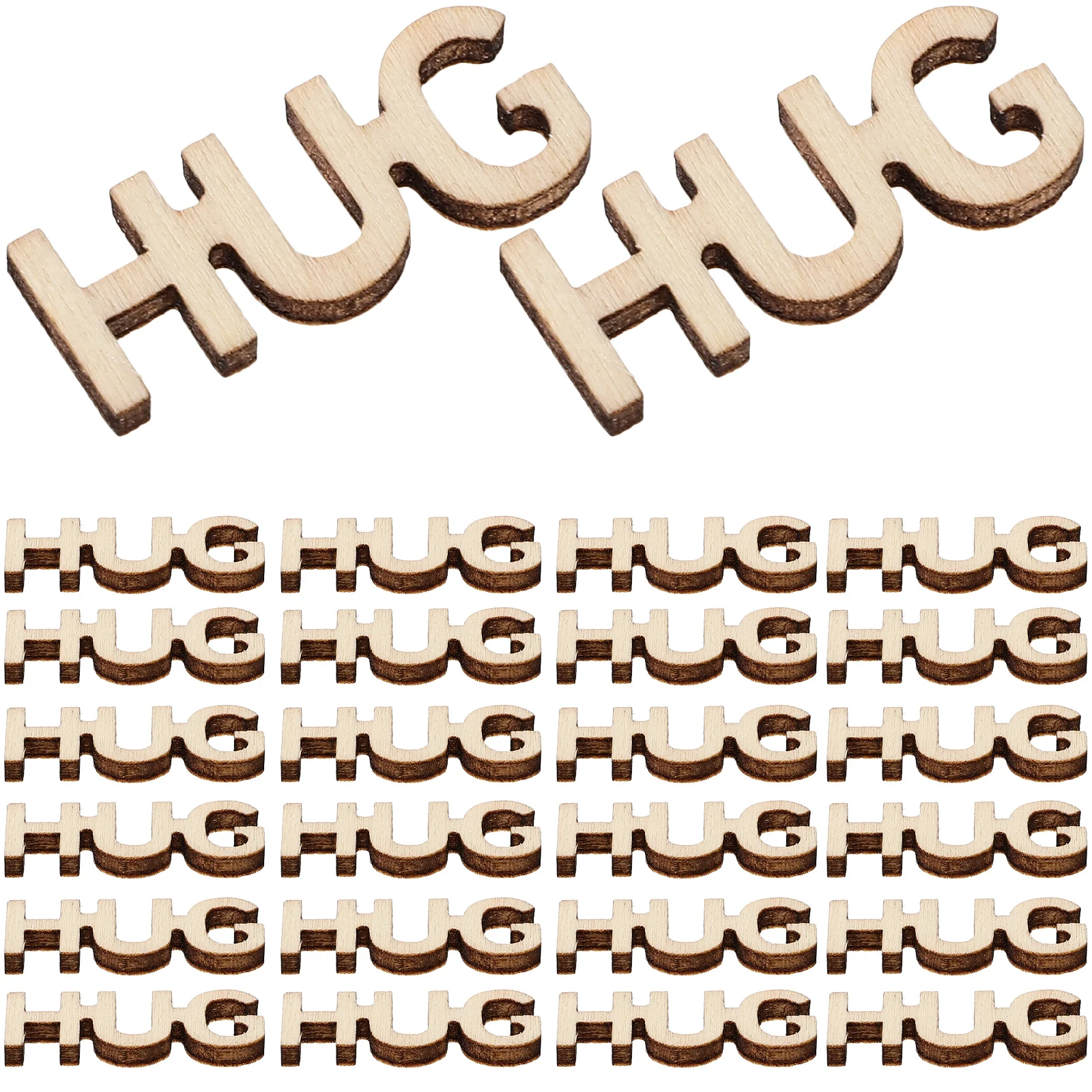 100 Pcs Hug Cutouts Unfinished Words Wood Blank Jar Filler Filling Wooden DIY Thoughtful Gift