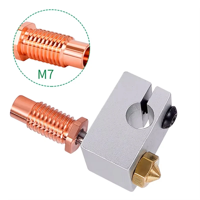 1pcs 3D Printer Heat Break E3D V6 Voron Hex Titanium Alloy Copper Throat M7 Thread High Temp Wear Resistant Hotend Nozzle Part