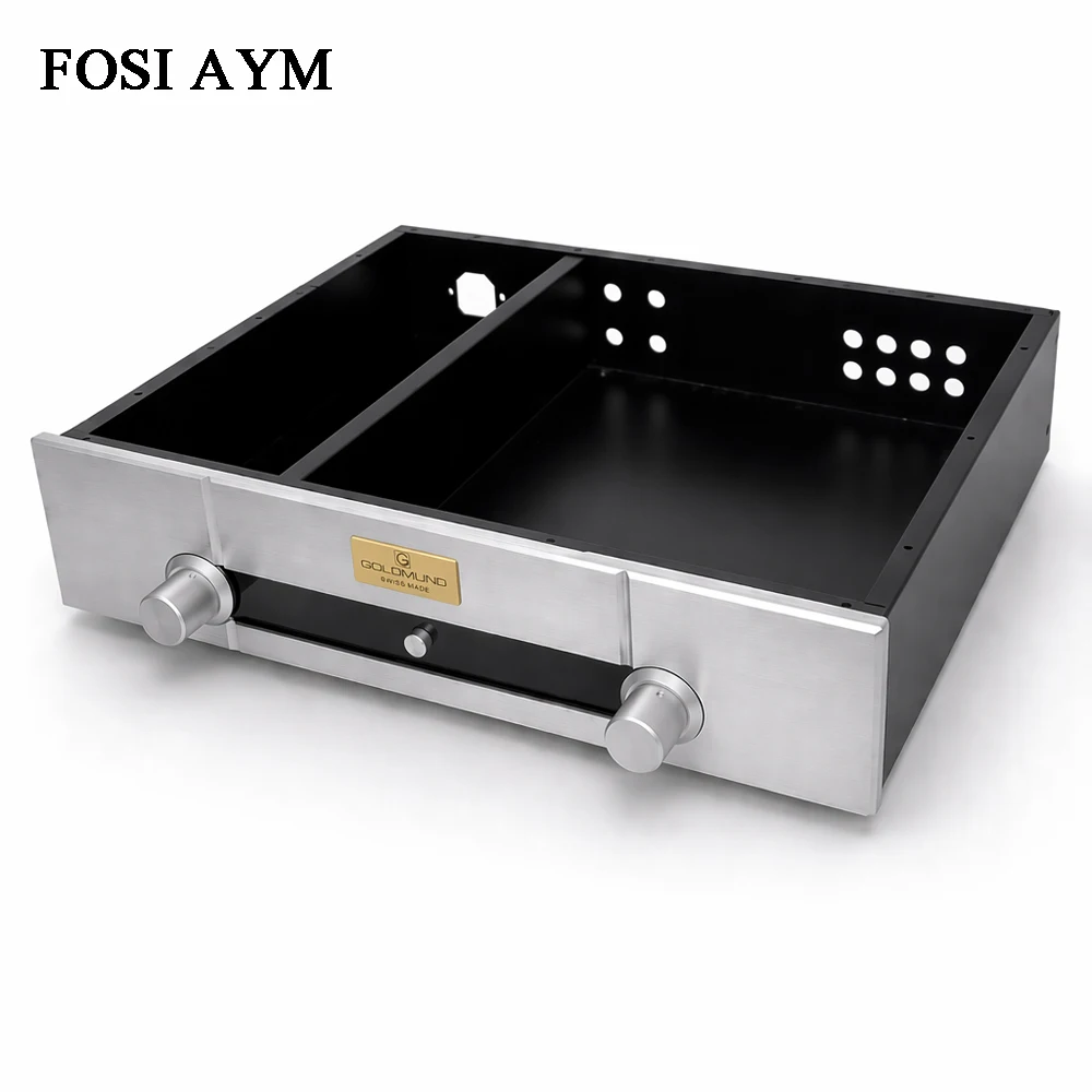 FOSI AYM 430x340x95mm Aluminum Shell Goldmund Style Amplifier Chassis Stereo Audio Preamplifier Chassis DIY Enclosure Case
