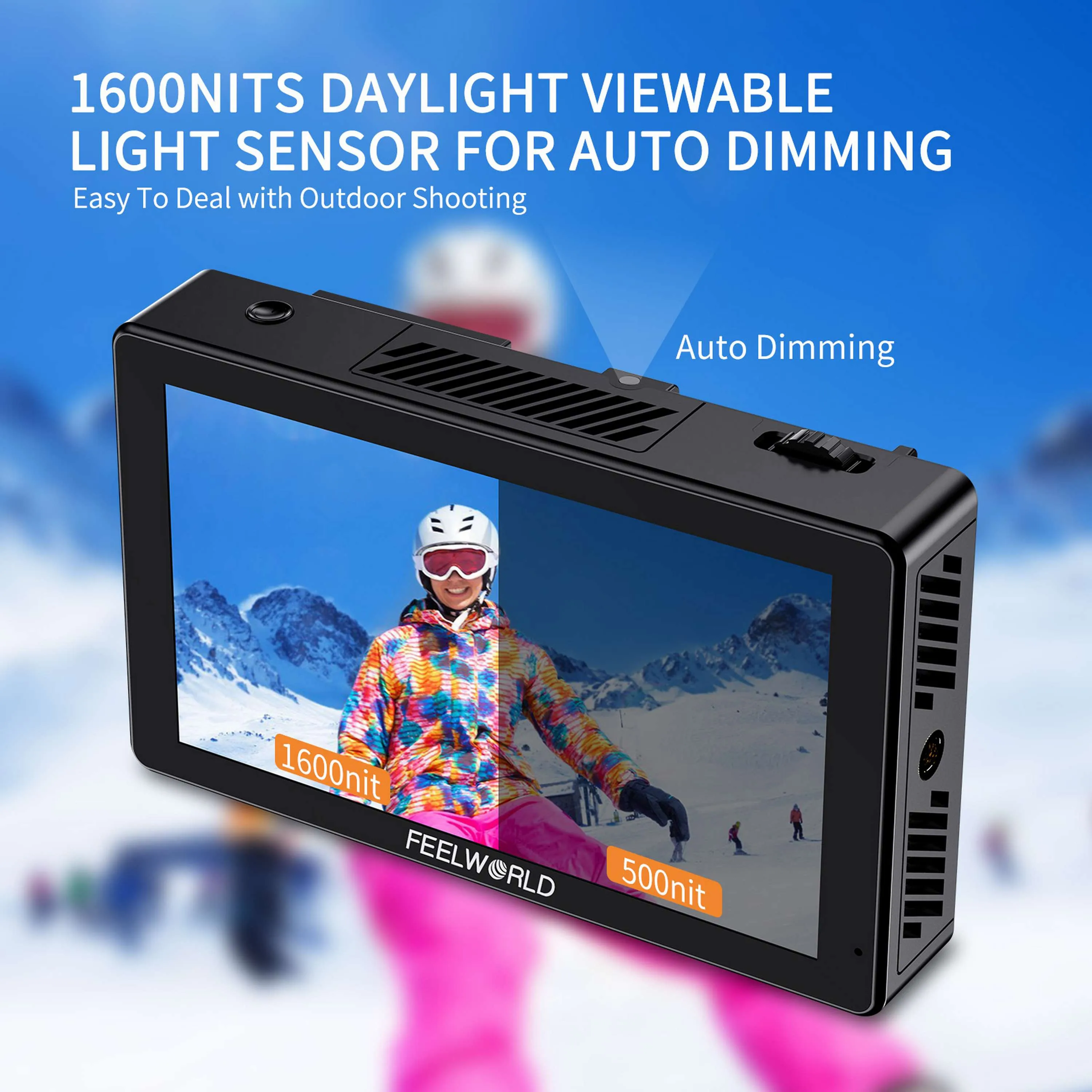 شاشة كاميرا Feelworld LUT5E مقاس 5.5 بوصة 1600nit فائقة السطوع تعمل باللمس DSLR مع مجموعة طاقة F970 4K HDMI IPS لوحة شعار مخصص #3