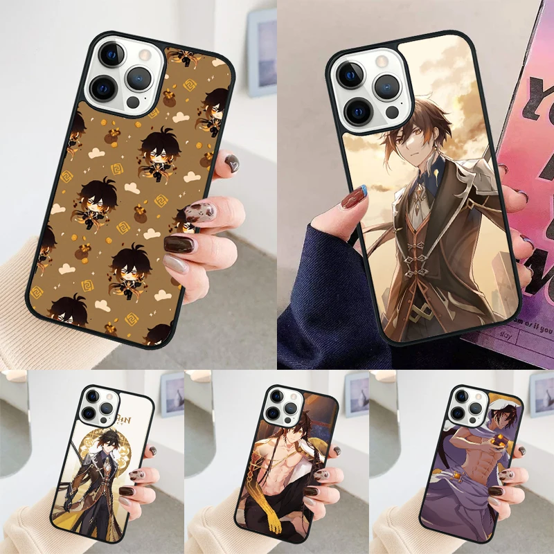 Zhongli Genshin Impact phone case Cover For iPhone 14 15 16 Pro Max SE 2020 coque For apple 11 12 13 Pro Max Mini 7 8 Plus