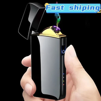 HOt Electric Lighter, Metal Double Arc Windproof LED Screen Touch Ignition Lighter, USB Charging Portable Lighter, Men's Gifts