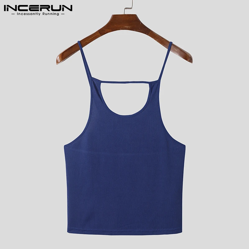 INCERUN Tops 2022 American Style New Men\'s Sexy Leisure Vests Casual Streetwear Tank Tops Male Solid Comfortable Waistcoat S-5XL