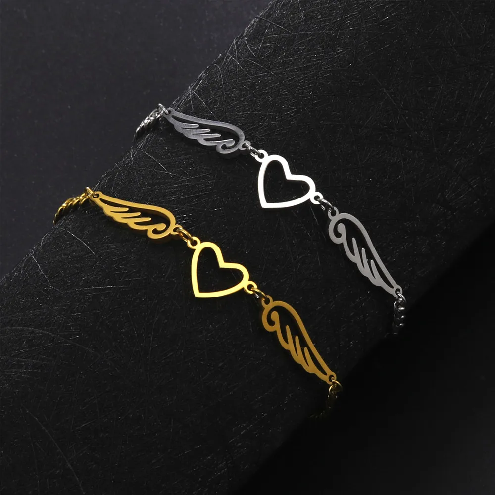 Skyrim Edelstahl-Fußkettchen für Damen mit Herz-Engelsflügel-Anhänger, Figaro-Kette, Fußkettchen, Strand-Accessoire, Geschenk – Detail 9