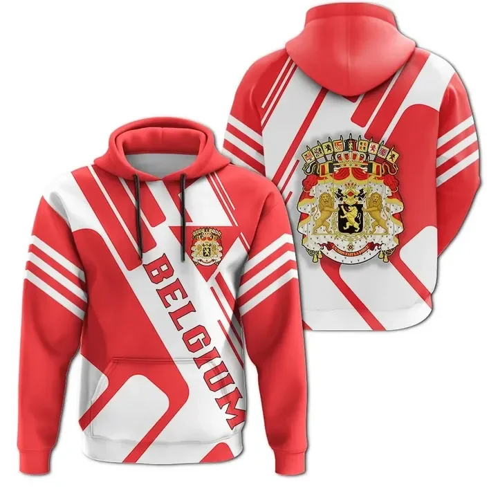 Belgium Map Flag Graphic Sweatshirts National Emblem Hoodies For Men Clothes Animal Lion Hoody Sport Jersey Kids Tracksuit Tops