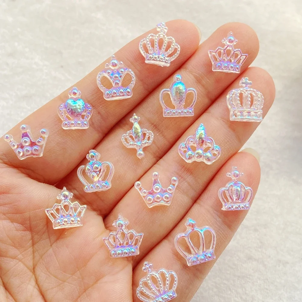 50 pezzi energici carini mini corona di cristallo colorato nail art resina designer charms decorazioni 3D fai da te gioielli