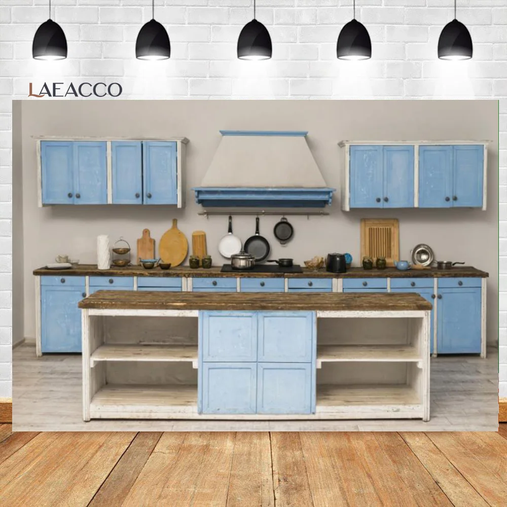 Laeacco Kitchen Backdrops Cooking Room Decor Wood Cupboard Kitchenware Family Portrait Photography Backgrounds For Photo Studio