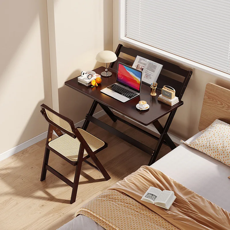 

Foldable Bamboo Laptop Desk 80cm Adjustable Height Study Table Portable Writing Desk for Home Office Bedroom Furniture