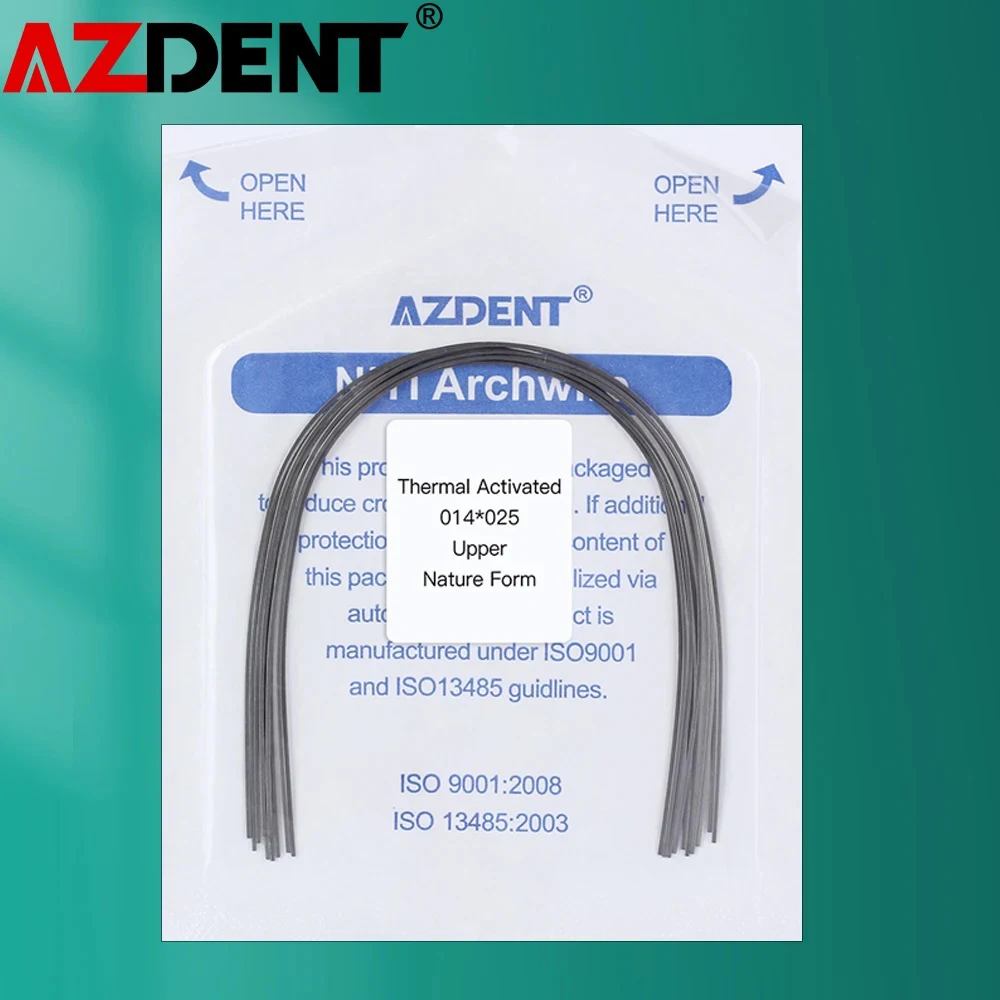 AZDENT 10 Pcs/Pack Dental Orthodontic Niti Thermal Activated Rectangular Arch Wire Natural Form