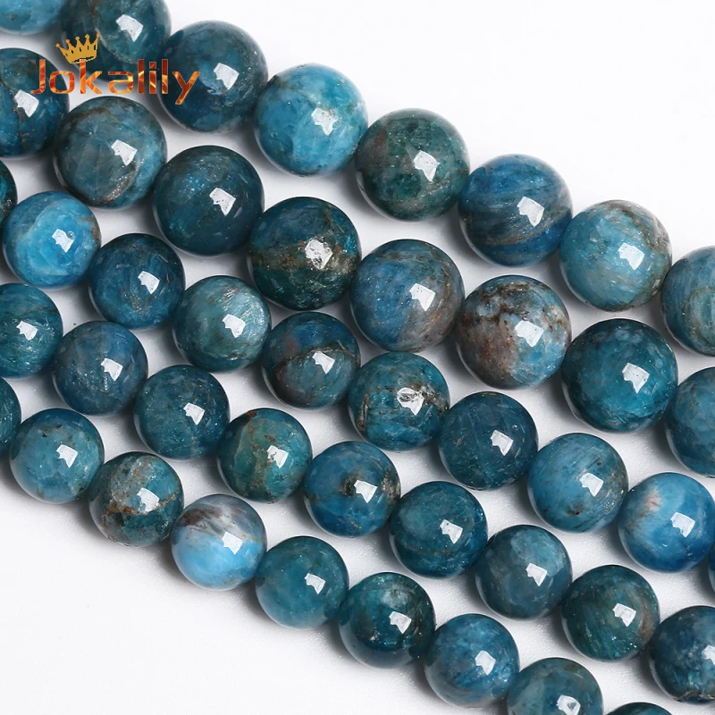 

5A+ Natural Blue Apatite Stone Round Loose Beads For Jewelry Making Spacer Beads DIY Fashion Bracelets Accessories 4 6 8 10 12mm