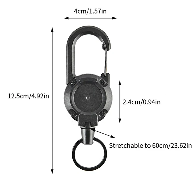 New Retractable Key Ring Anti Lost Ski Pass ID Card Anti-theft Metal Easy-to-pull Buckle Rope Elastic Keychain