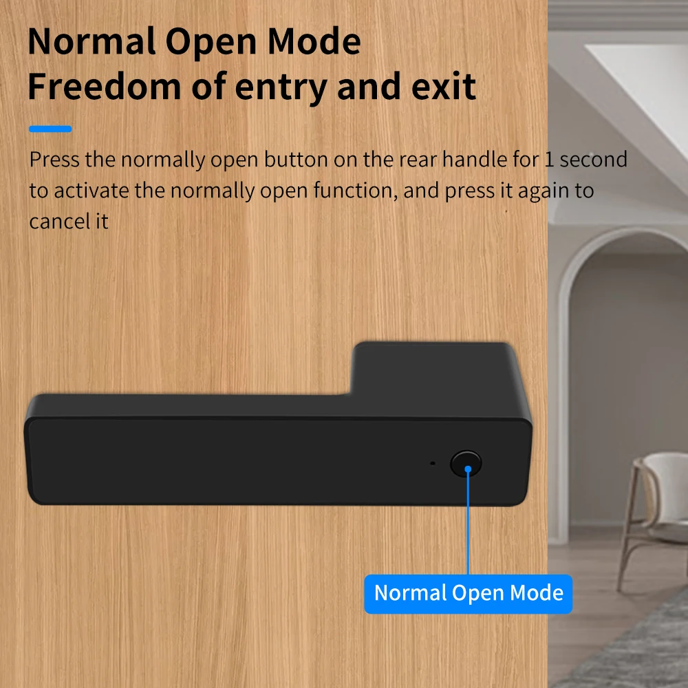 قفل مقبض الباب الذكي ببصمة الإصبع مع قناة تطبيق Tuya، تصميم داخلي كتم الصوت للحمام وغرفة النوم، شفط مغناطيسي ثلاثي الأشرطة
