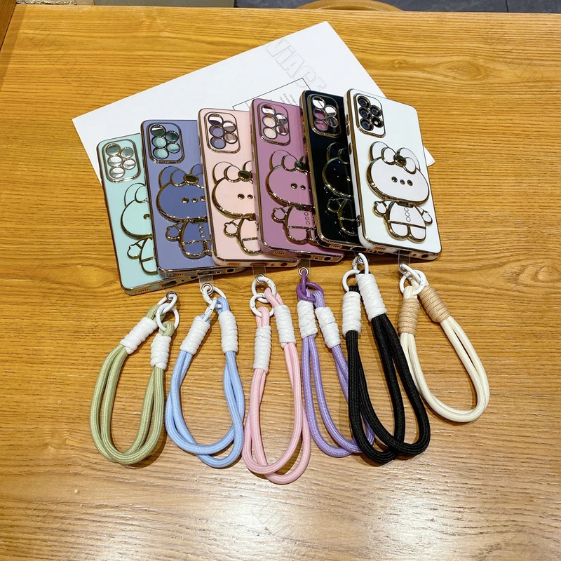 J 7 Cute Rabbit Wrist Phone Strap Holder Case On For Samsung Galaxy J2 J3 J4 J5 J6 J7 J330 J530 J730 Prime Plus 2017 Stand Cover