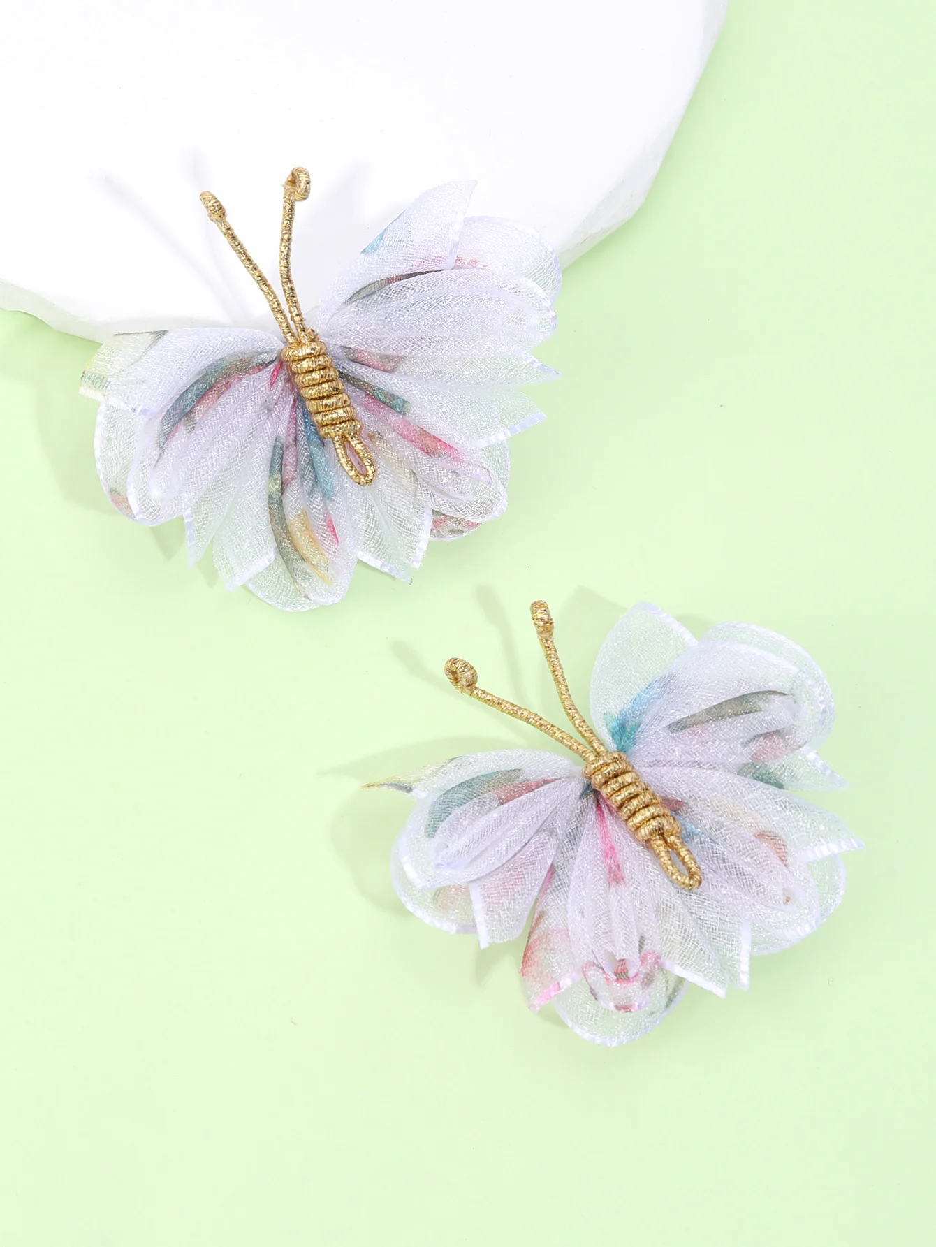 Butterfly Hair Clips For Girls Gradient Flocking Hairpin Rianbow Ribbon Barrettes Children Boutique Hairgrips Hair Accessories