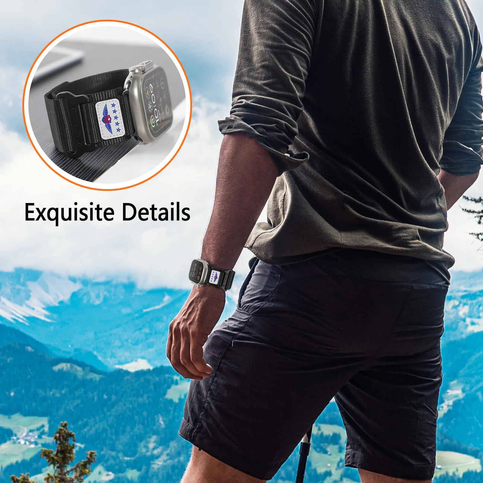 Trail Strap for Apple Watch Ultra 2 Band 49mm 45mm 44mm 42mm Sport Woven Nylon Leather bracelet iWatch series 9 7 6 5 8 se bands