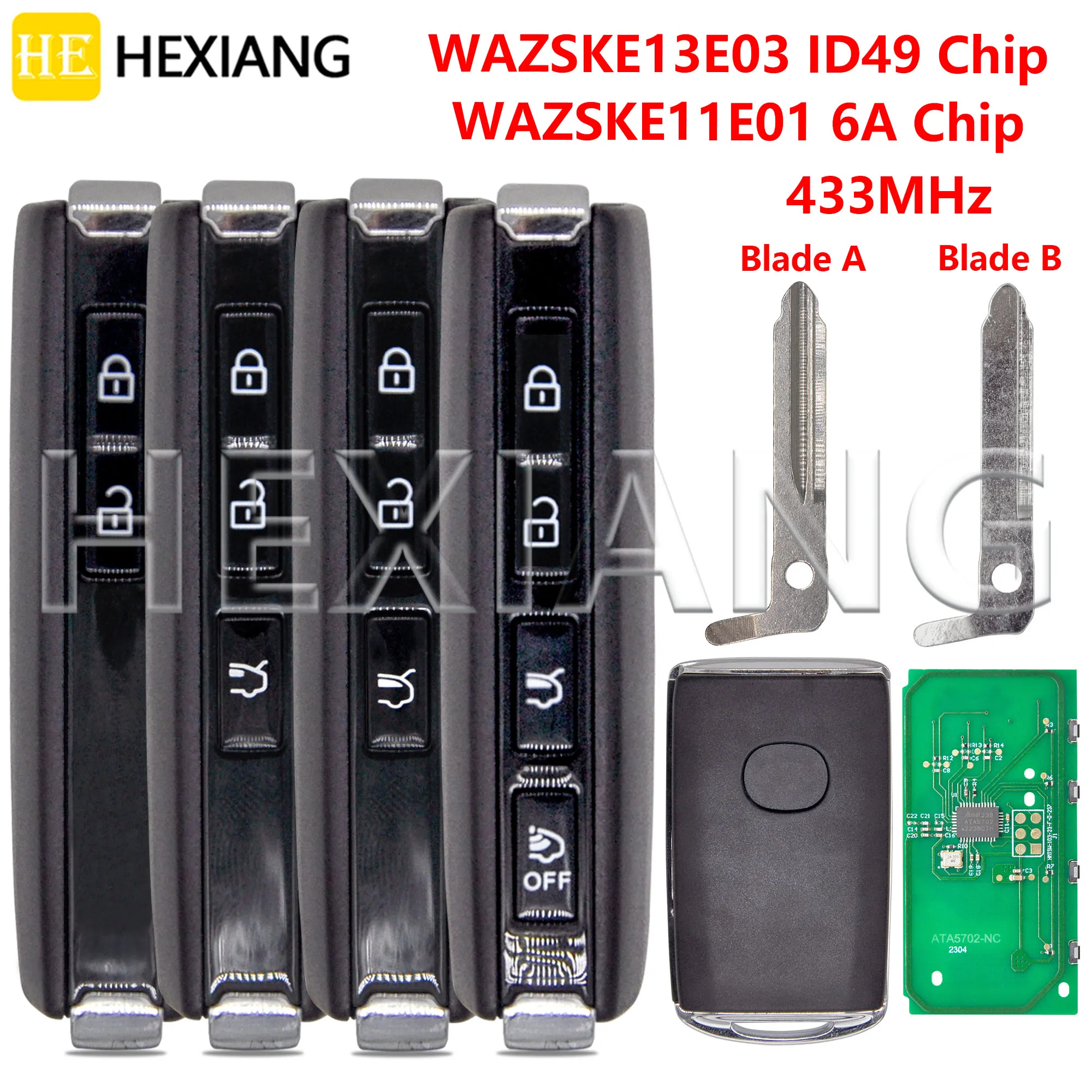 DR 6A/ID49 Chip 433MHz Proximity Car Remote Key WAZSKE11E01 WAZSKE13E03 For Mazda Axela CX30 CX-30 CX-5 CX-8 CX-9 2016-2021