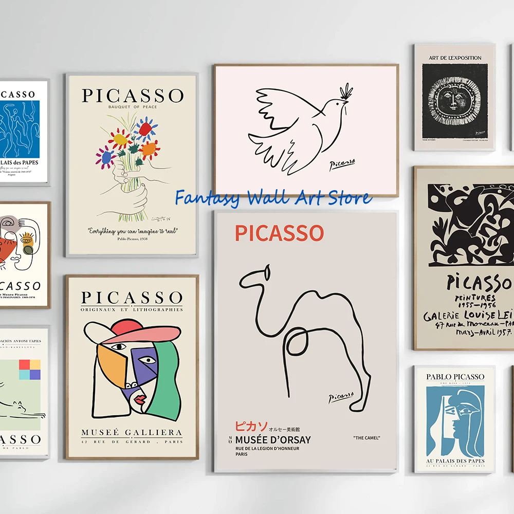 Picasso Abstract Vintage Fine Art Exhibition Poster Picasso Classic Artwork Modern Aesthetic Canvas Prints Home Room Wall Decor