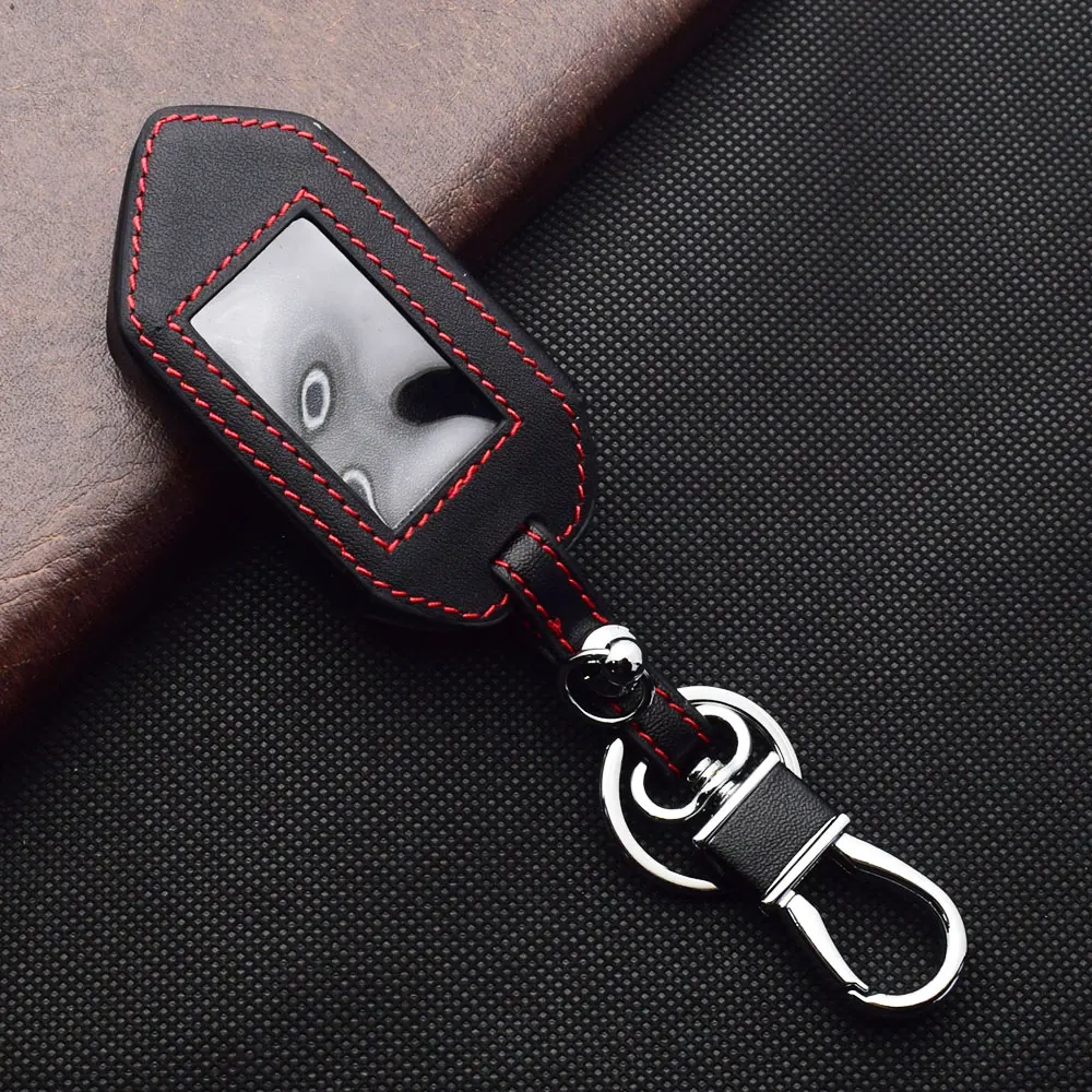 Leder Auto Schlüssel Abdeckung Tasche Für Scher-Khan Mobicar A B 1 2 3 M10 M20 Zwei-wege Auto Alarm System LCD Fernbedienung Fobs Shell Fall Zubehör – Detail 6