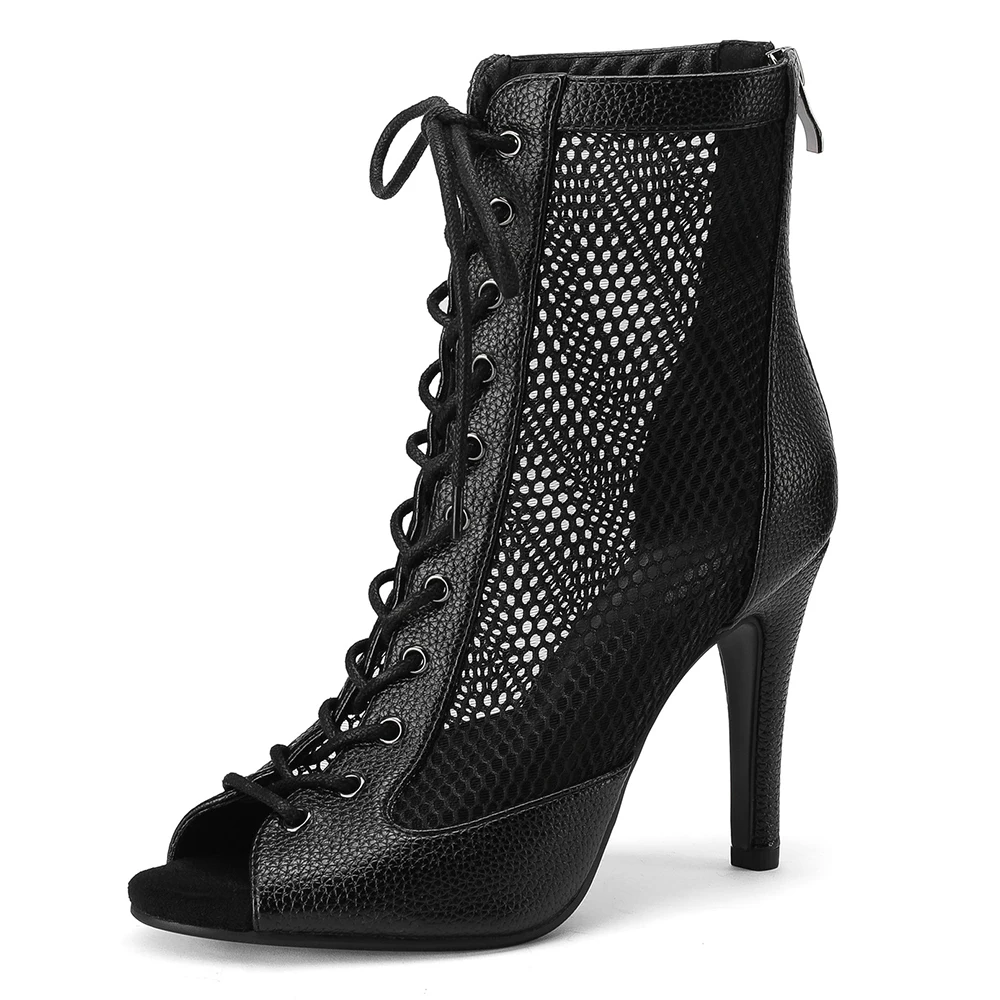 YSWEYOMIC Dance Heels Latin Dance Booties Suede Latin Salsa Heels For Dance Team Dance Party Customized Logo And Sole