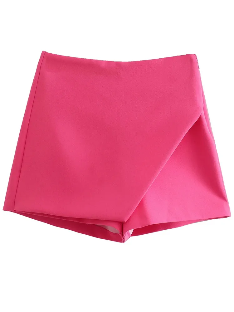 Traf 2022 Vrouwen Roze Shorts Vrouwen Hoge Taille Korte Broek Vrouw Zomer Groen Shorts Fashion Casual Baggy Y2K Culottes