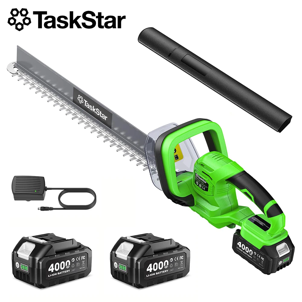 TaskStar 22" Akku-Heckenschere mit Laubabsauger und Doppelaktionsmesser – Elektrische Hand-Buschschere, vielseitige Heckenschere