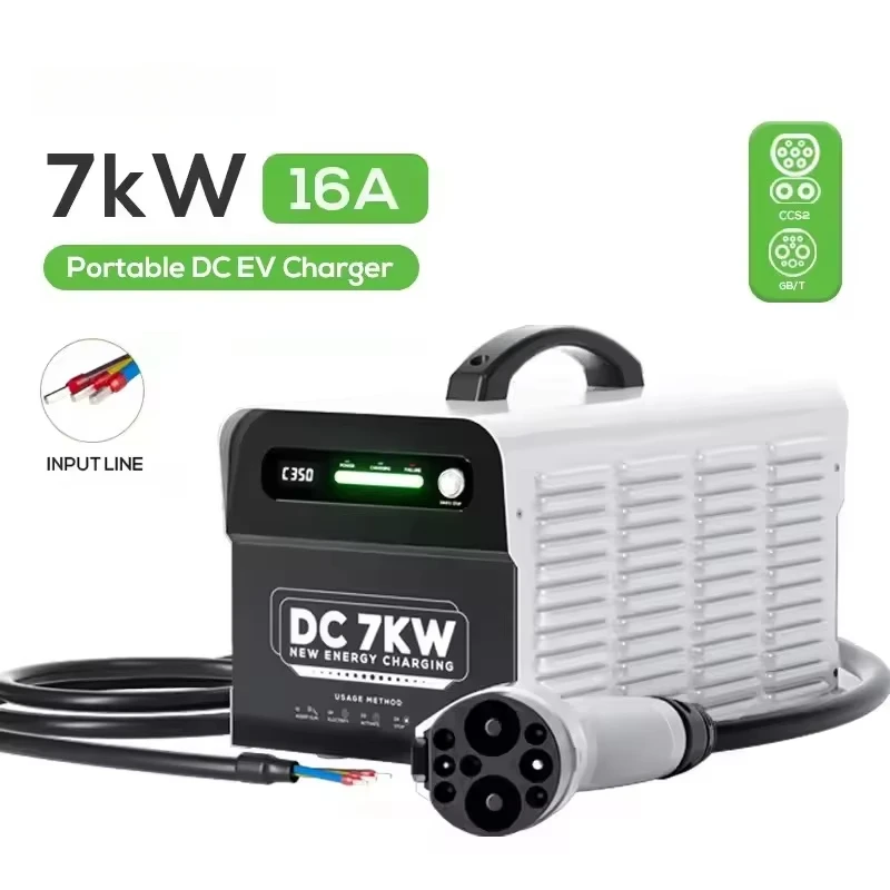 Home Electric Car Ev Charging Station Mobile Dc Fast Charger Ccs2 Gbt 7Kw Portable Dc Ev Charger For Chinese Car