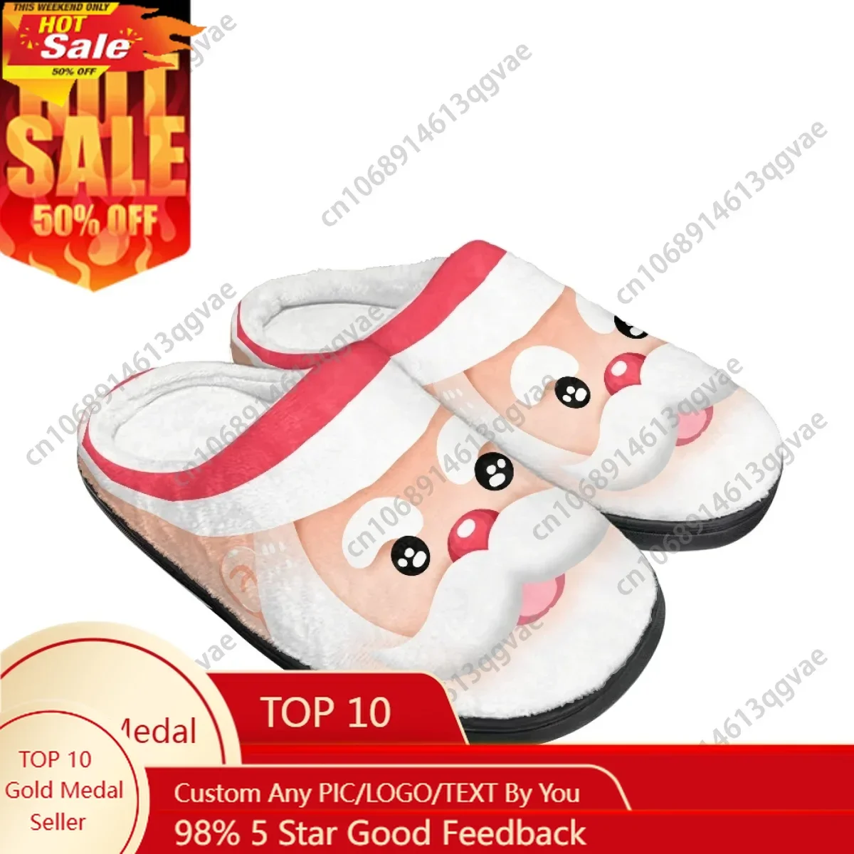 

2025 New Arrival Winter Christmas Santa Claus Home Cotton Slippers Mens Womens Teenager Plush Bedroom Keep Warm Custom Slipper