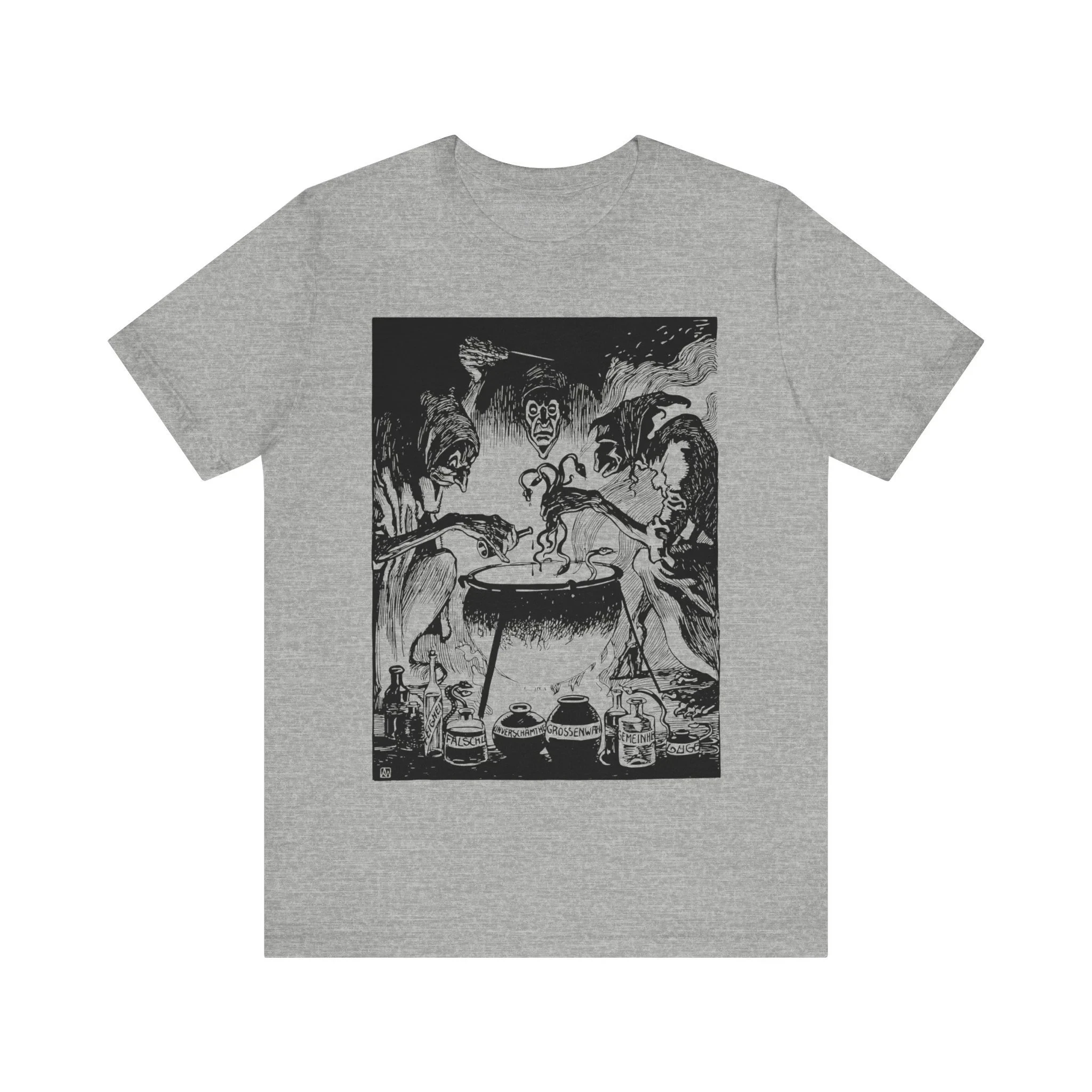 الساحرة ماكبث الساحرة المشروب الرجعية الرعب قميص السحر تي شيرت القوطية تي شيرت غامض الأسود ماجيك للجنسين تي شيرتات قصيرة الاكمام #3