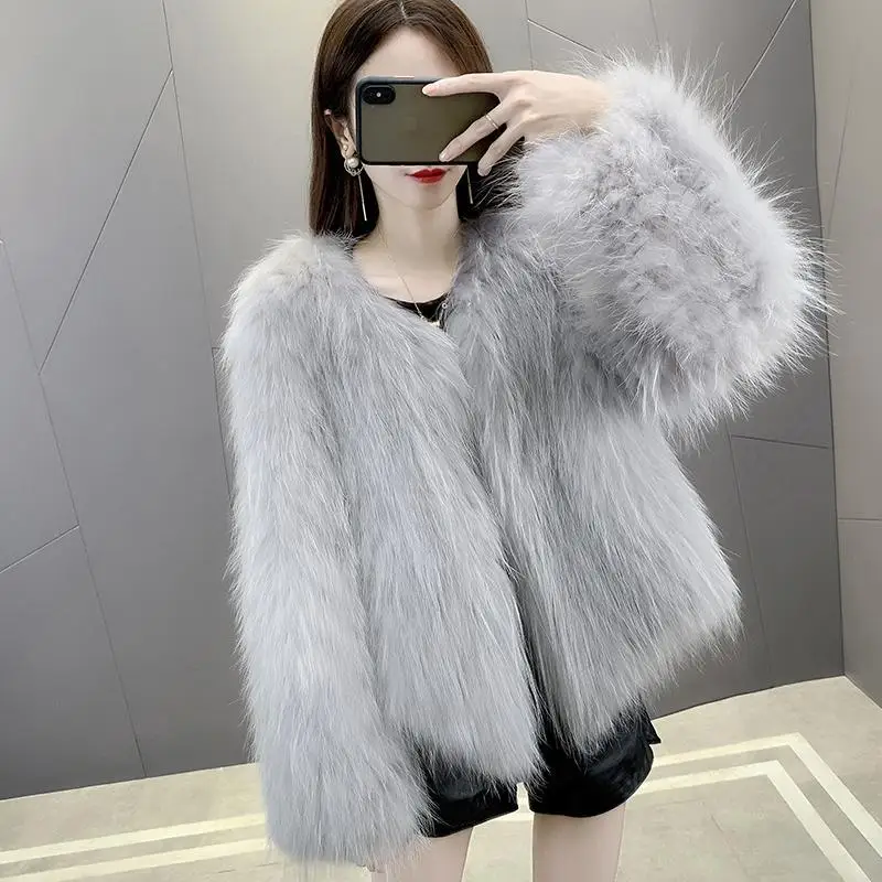 

Women's Fashion Faux Fur Coat Female Women Fox Fluffy Jacket High Quality Ladies Long Sleeve Fake ry Coats G932